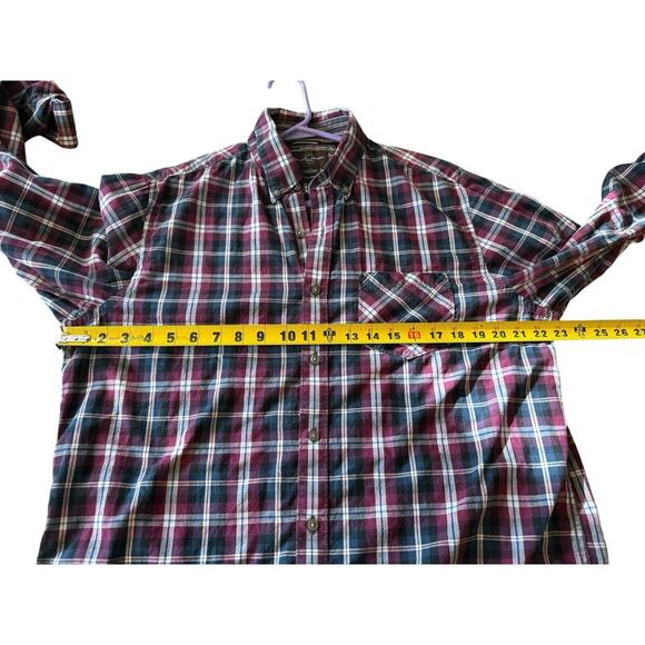 Black Brown 1826 button up shirt plaid size large cotton long-sleeve - Picture 6 of 7